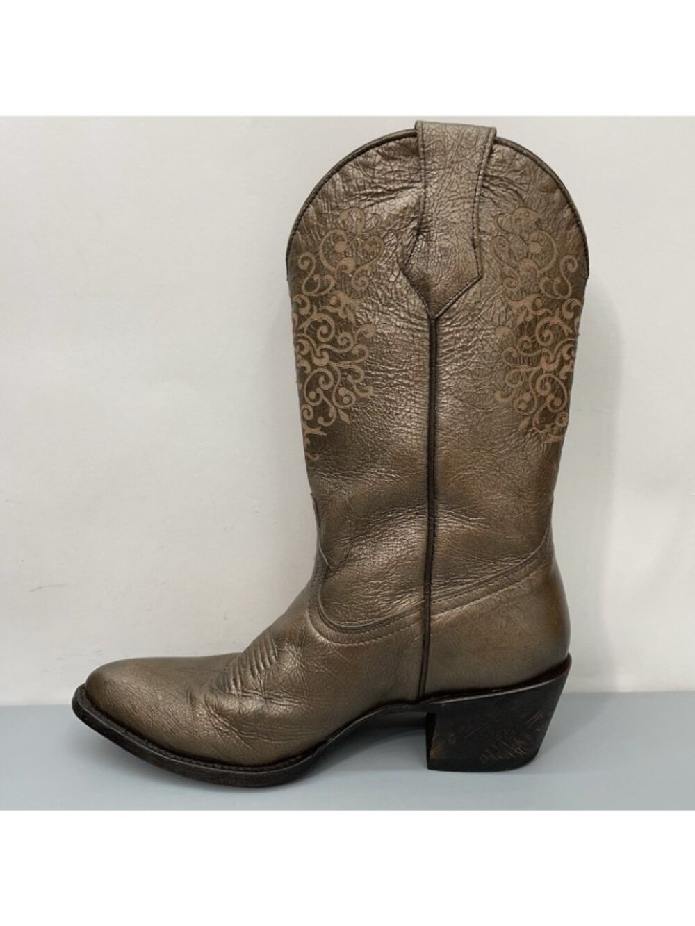 Shyanne Lola Cowgirl Cowboy Boots Western Distressed Bronze Metallic Womens 9.5 - Picture 11 of 15